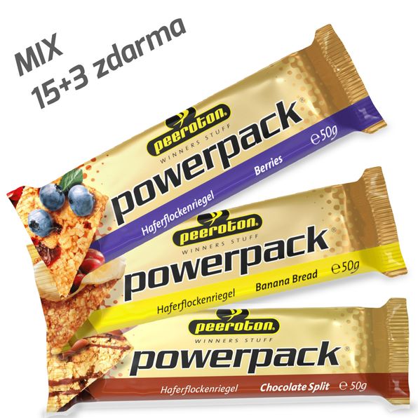 POWERPACK ovesné tyčinky 50g MIX 15 + 3 ZDARMA Peeroton